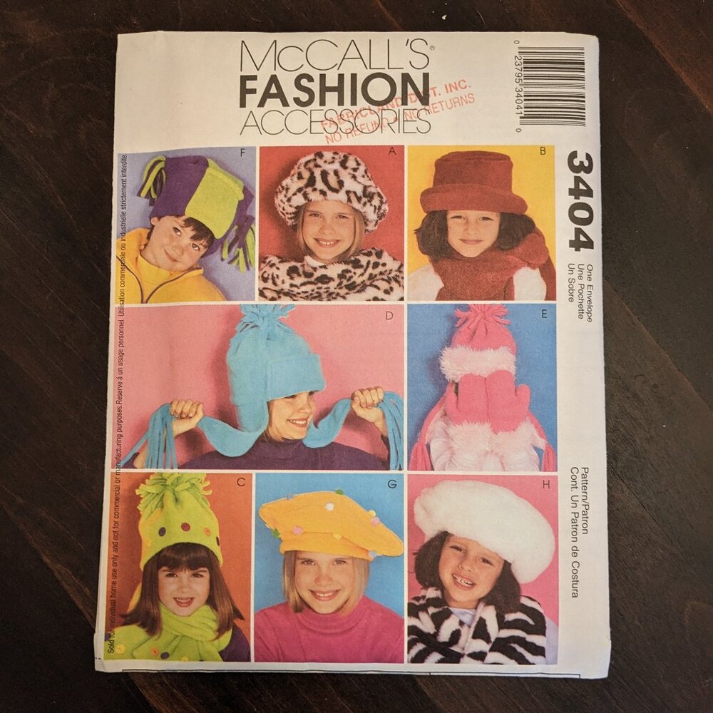McCall's Kids Hat Pattern (new)